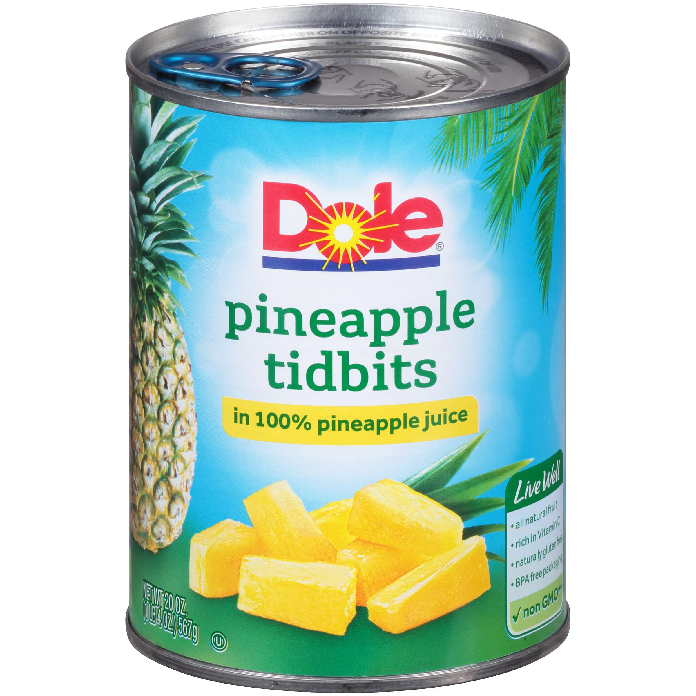 Dole, Pineapple Tidbits in 100 Pineapple Juice, 20 oz. (12 count