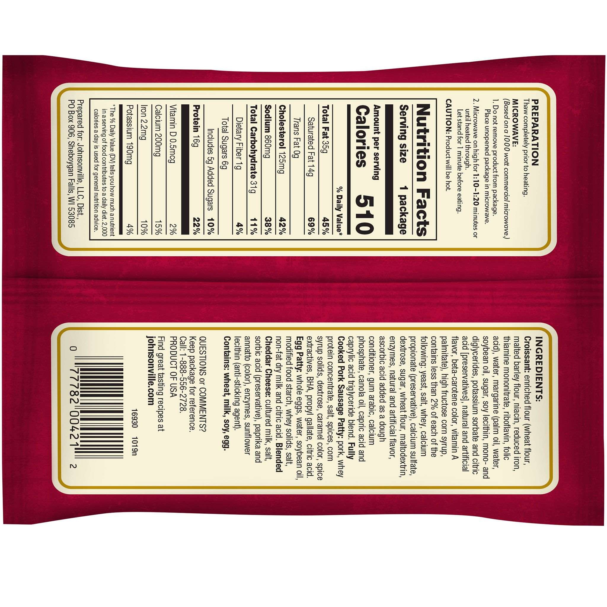 Johnsonville, Sausage Egg & Cheese Croissant, 5 oz. (12 Count) RocketDSD