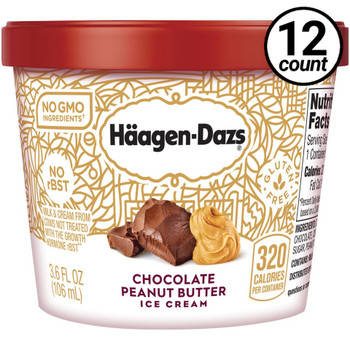 Haagen-Dazs, Chocolate Peanut Butter Ice Cream, 3.6 oz. Mini-Cup (12 Count)