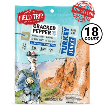 Field Trip, All-Natural Turkey Jerky, Cracked Pepper, 2.2 oz. Bag (18 Count)