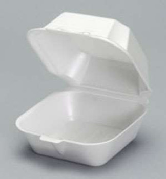 Genpak, 5.63 Inch X 5.75 Inch X 3.175 Inch White Large Sandwich Foam Hinged Container, (500 count)