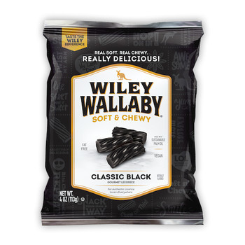 Wiley Wallaby, Black Licorice, 4 oz. (16 Count)