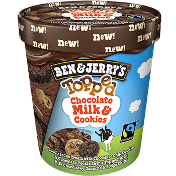 Ben & Jerry's, Chocolate Milk & Cookies Topp'd Ice Cream, Pint (1 count) Ben & Jerry's, Chocolate Milk & Cookies Topp'd Ice Cream, Pint (1 count)