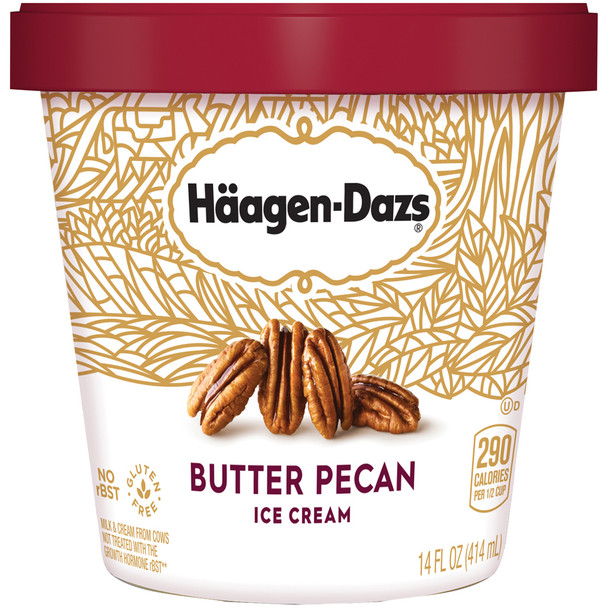 Haagen-Dazs, Butter Pecan Ice Cream, Pint (1 Count)