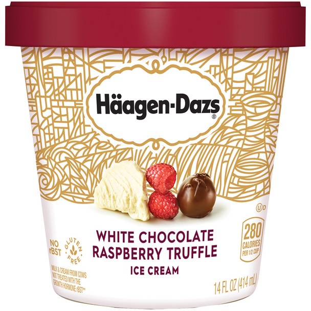 Haagen-Dazs, White Chocolate Raspberry Truffle Ice Cream, Pint (1 Count)