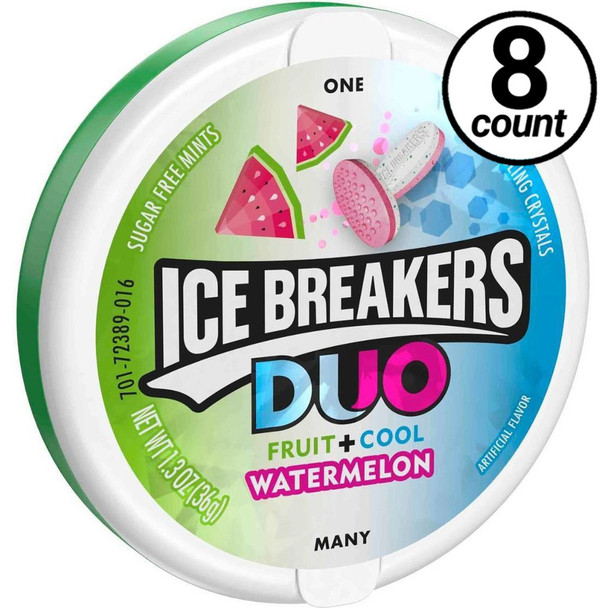 Ice Breakers Duo Fruit plus Cool, Sugar Free Watermellon 1.3 oz. (8 Count)