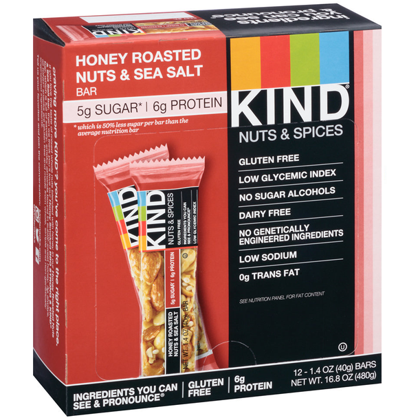 KIND, Nuts & Spices, Honey Roasted Nuts & Sea Salt, 1.4 oz. Bars (12 Count)