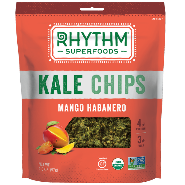 Rhythm Superfoods, Kale Chips, Mango Habanero, 2.0 oz. Bag (1 Count)