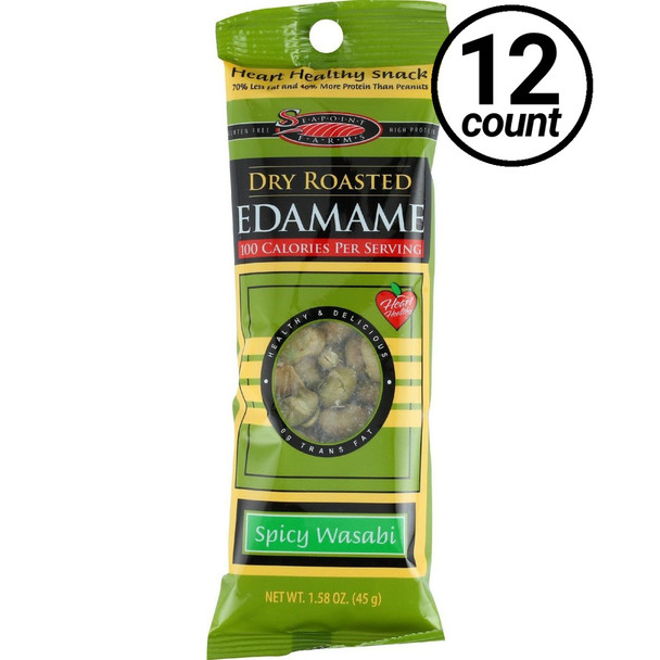 Sea Point Farms, Dry Roasted Edamame, Spicy Wasabi, 1.58 oz. (12 Count)