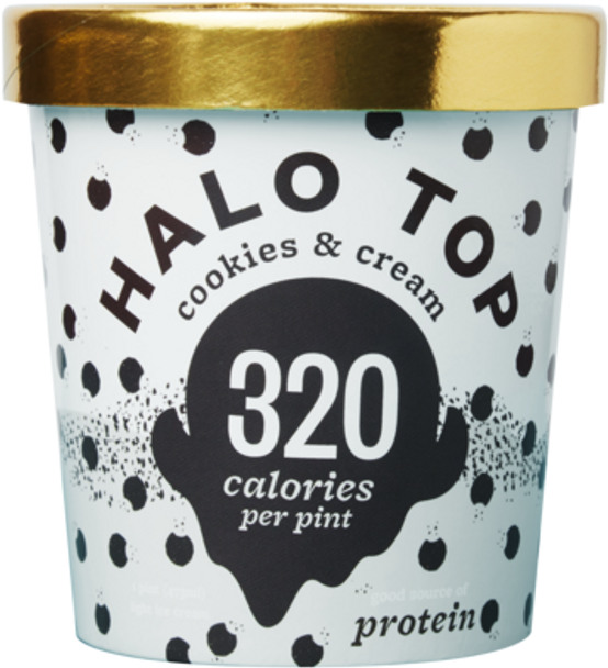 Halo Top, Cookies & Cream Ice Cream, Pint (1 Count)