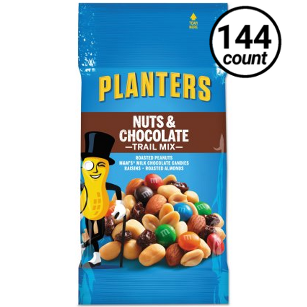 Planters Trail Mix, Nuts & Chocolate, 2 Oz Tube (Case of 144)