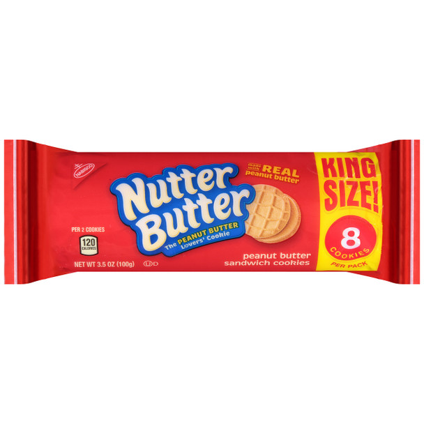 Nabisco Nutter Butter Sandwich Cookies, King Size, 8 Cookies per Pack, 3.5 Oz Pack (10 Count)