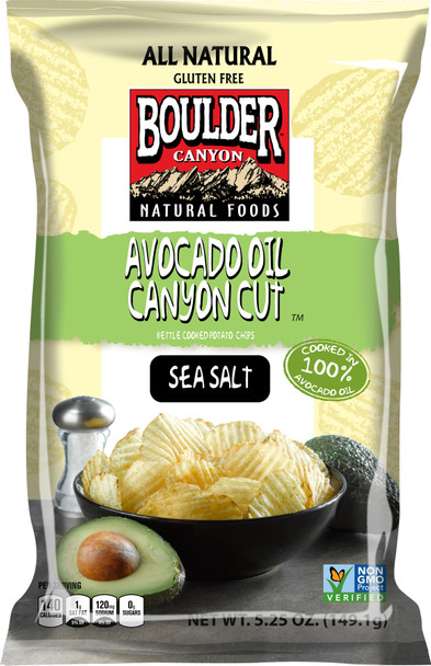 Boulder Canyon Authentic Foods, Avocado Oil, Sea Salt, 5.25 oz. Bag (12 Count)