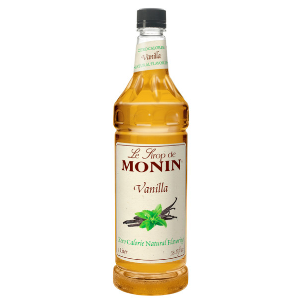 Monin, Zero Calorie Vanilla Syrup, 1 L. (4 Count)