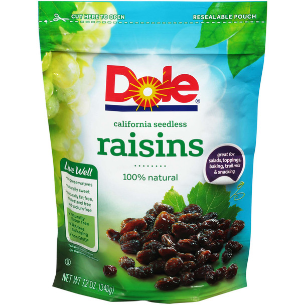 Dole, California Seedless Raisins, 12 oz. (12 count)