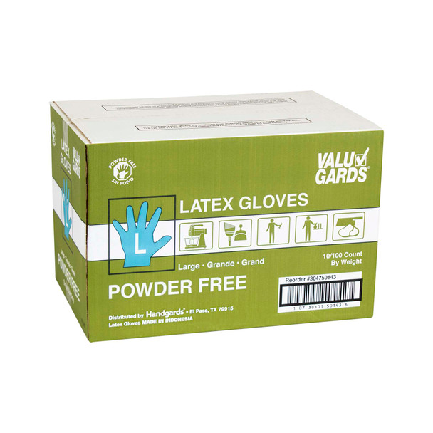 HGI Valugards, Large Powder Free Latex Glove, 100 Gloves Per Box, 10 Boxes Per Case