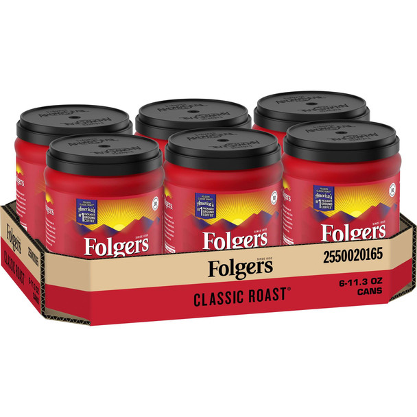 Folgers, Caffeine Classic Roast Coffee, 11.3 oz. (6 Count)