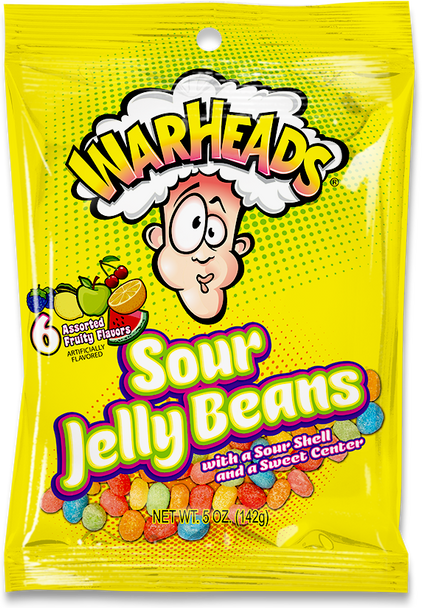 Warheads, Sour Jelly Beans, 3.25 oz. (12 Count)