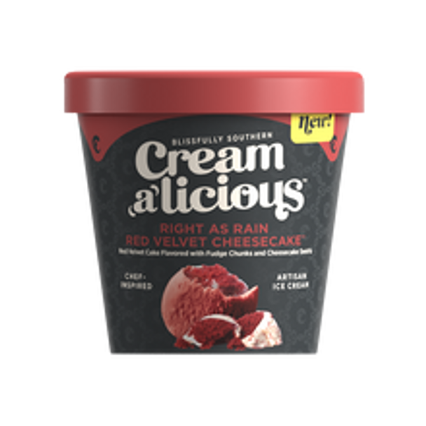 Creamalicious, Right As Rain Red Velvet Cheesecake Artisan Ice Cream, Pint (1 Count)