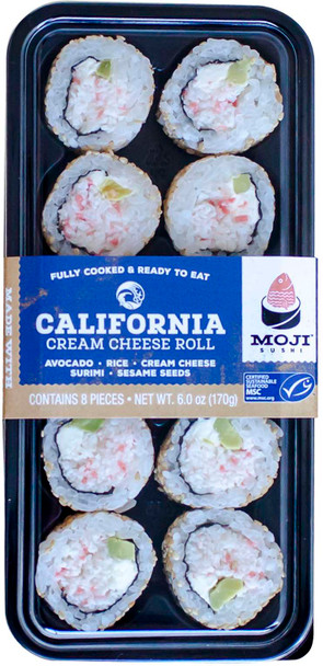 Moji Sushi, California Roll with Cream Cheese, Avocado, Surimi, Rice & Sesame Seeds, 6 oz. (4 Count)