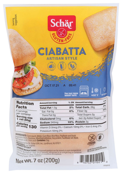 Schar, Gluten Free Ciabatta Rolls, 1.75 oz. (20 Count)