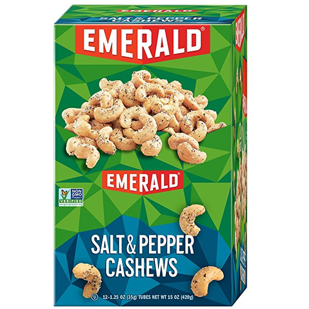 Emerald Nuts, Sea Salt & Pepper Cashews, 1.25 oz. Bag (12 Count)