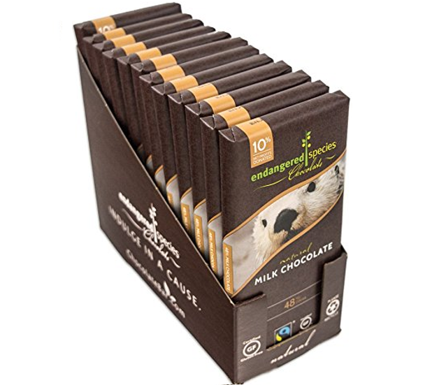 Endangered Species Chocolate All-Natural, Otter, Smooth Milk Chocolate, 3.0 oz. Bar (12 Count)