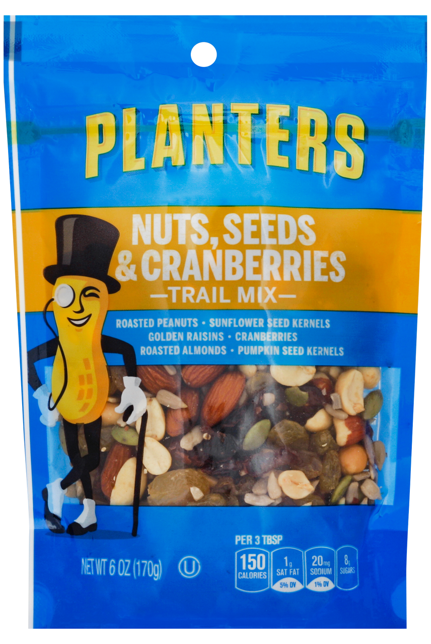 Planters Trail Mix, Nuts, Seeds & Cranberries, 6 Oz Gusseted Peg Bag (1