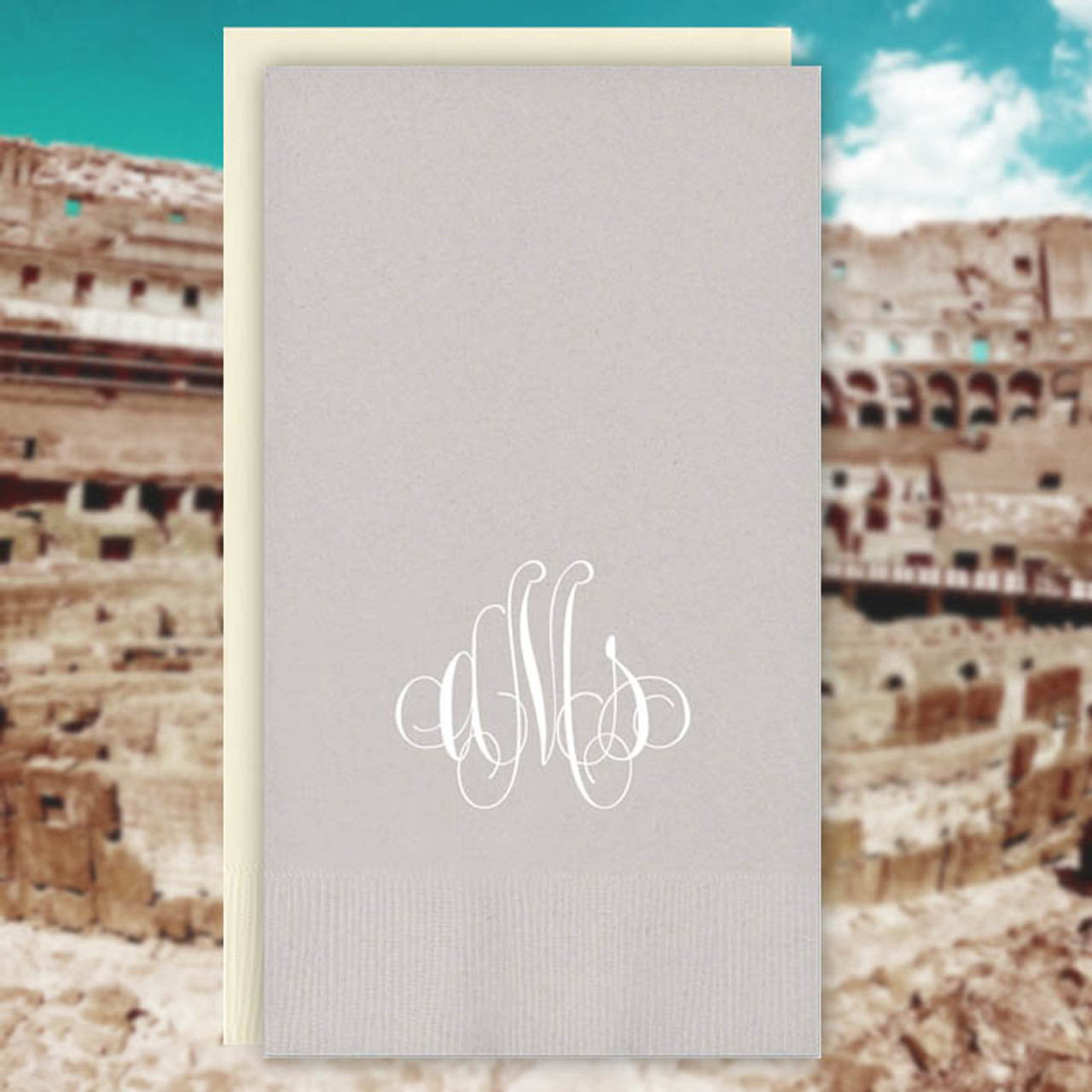 rome monogram personalized guest towels foil pressed 100 set