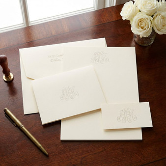 150 Piece Encore Monogrammed Stationery Set - Embossed Stationery example 2