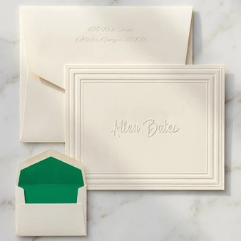 Personalized Embossed Stationery - Folding Notes - Classic Frame Design (EG5020)