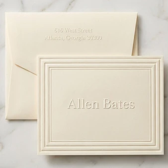 Personalized Embossed Stationery - Folding Notes - Classic Frame Design (EG5020) Font L91