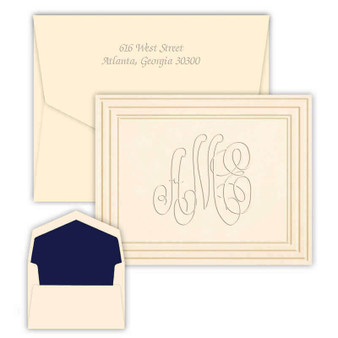 Embossed Stationery Classic Frame Monogrammed Fold Notes - Bordered Note Cards (EG5050) (Font L123) Embossed Stationery Classic Frame Monogrammed Fold Notes - Bordered Note Cards (EG5050) (Font L123)