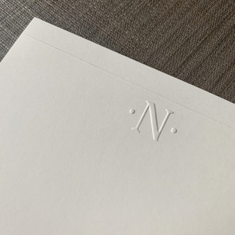 Personalized One Initial Flat Cards - Embossed Stationery (EG8010) - Close Up