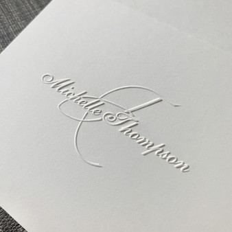 Monaco Folded Notes - Name & Initial - Embossed Stationery (EG7080) - Close Up Monaco Folded Notes - Name & Initial - Embossed Stationery (EG7080) - Close Up