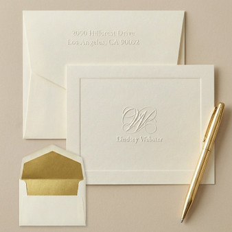 Single Initial & Embossed Name Fold Notes - Embossed Stationery EG7081 StationeryXpress.com -1
