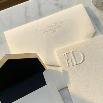 Three-Letter Monogrammed Initial Flat Cards - Embossed Stationery EG2014 StationeryXpress.com -1