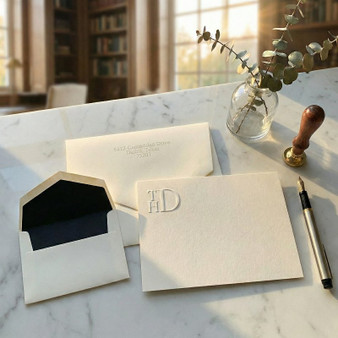 Three-Letter Monogrammed Initial Flat Cards - Embossed Stationery EG2014 StationeryXpress.com -2