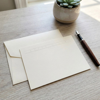 Four Seasons Premium Flat or Fold Notes - Embossed Stationery (EG9017) - next to pen