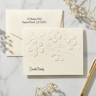 Floral Folded Notes - Raised Ink - Embossed Flower Design | EG2134 StationeryXpress example 2