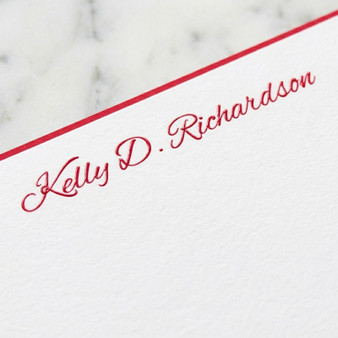 Personalized Bordered Flat Cards - Multiple Options - Raised Ink Stationery SX2330 StationeryXpress - Close up