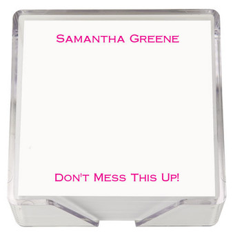 Bellmont Memo Square Notepad with Holder - Example in Fuchsia Pink Ink Bellmont Memo Square Notepad with Holder - Example in Fuchsia Pink Ink