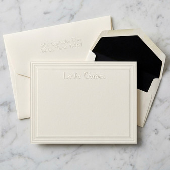Polished Name & Bordered Frame Flat Cards - Embossed Stationery - 25 Cards/Set (EG9005)