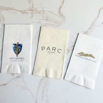 Your Logo Guest Towel Napkins - Full-Color Flat Ink Printing on White or Ivory Napkins - StationeryXpress.com Your Logo Guest Towel Napkins - Full-Color Flat Ink Printing on White or Ivory Napkins - StationeryXpress.com