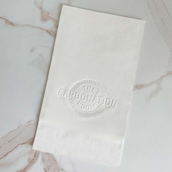 Custom Logo White Guest Towel Napkin with Embossed Logo at StationeryXpress (EG2675) Custom Logo White Guest Towel Napkin with Embossed Logo at StationeryXpress (EG2675)