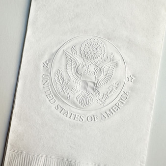 Your Logo Embossed Guest Towel Napkins - Custom Logo or Artwork - StationeryXpress.com (Shown on a white napkin) Your Logo Embossed Guest Towel Napkins - Custom Logo or Artwork - StationeryXpress.com (Shown on a white napkin)