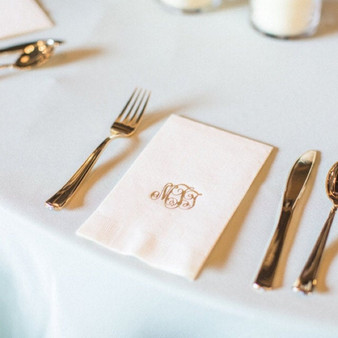 Personalized Monogrammed Guest Towel Napkins - Foil Pressed - 100/Box - (EG2676) - Sample of Font L123 on Ivory Napkin with Gold Foil - StationeryXpress.com Personalized Monogrammed Guest Towel Napkins - Foil Pressed - 100/Box - (EG2676) - Sample of Font L123 on Ivory Napkin with Gold Foil - StationeryXpress.com