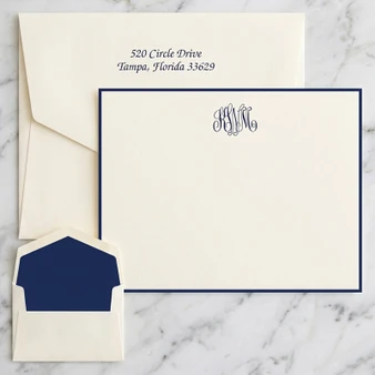 Classic Monogrammed Flat Cards - Raised Ink Stationery (EG3417) | StationeryXpress