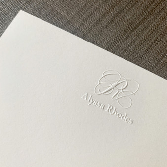 Single Initial & Name Flat Cards - Embossed Stationery - Optional Border (EG7082) - Close Up