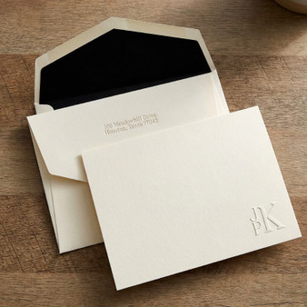 Lower Right Monogrammed Flat Cards - Embossed Stationery EG2017 StationeryXpress.com -1